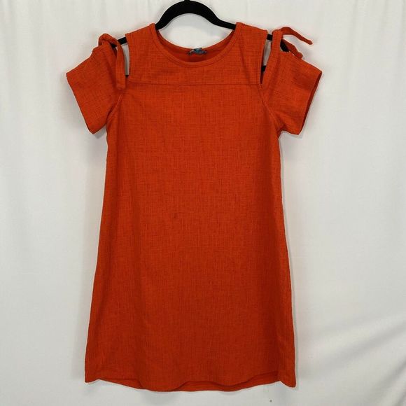 Fleur Bleue Cold Shoulder Knee Length Red Dress M - Picture 1 of 8
